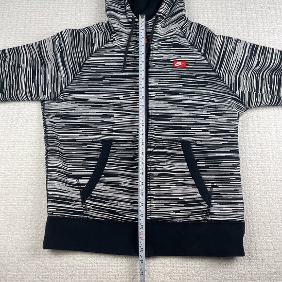 Nike Hoodie Mens M Black White AW77 FT Speed Stripe Full Zip 614488-010 - Picture 11 of 16